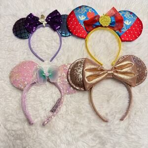 Lot of 4 Disney Parks Minnie Mouse Ears-Snow White, Ariel, Rose Gold, etc.